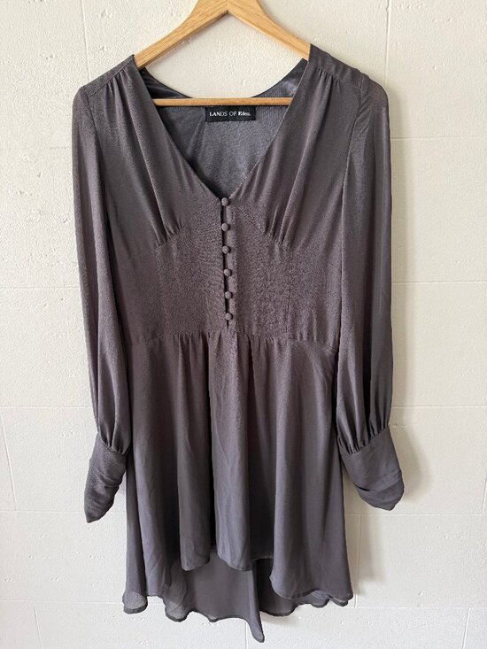 Dresses & Skirts - Lands of Eden | Grey Button Front Long Sleeve | Classic Occasion | Small